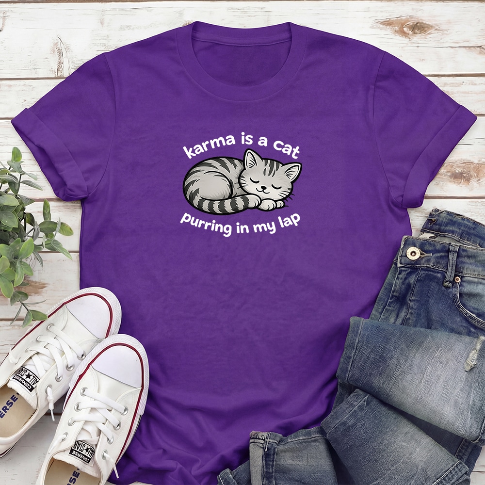 Karma Is A Cat Purring In My Lap Standard Tee Purple