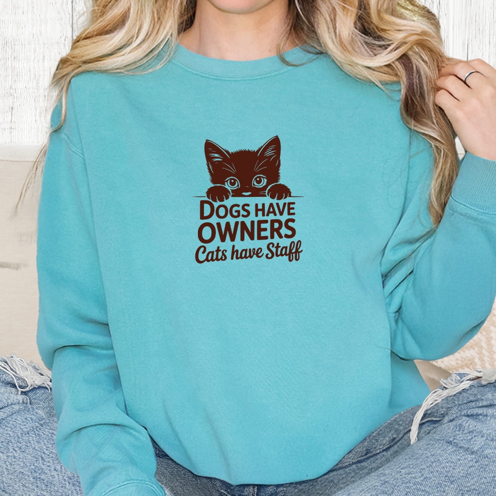 Comfort Colors Cats Have Staff Premium Sweatshirt - Seafoam