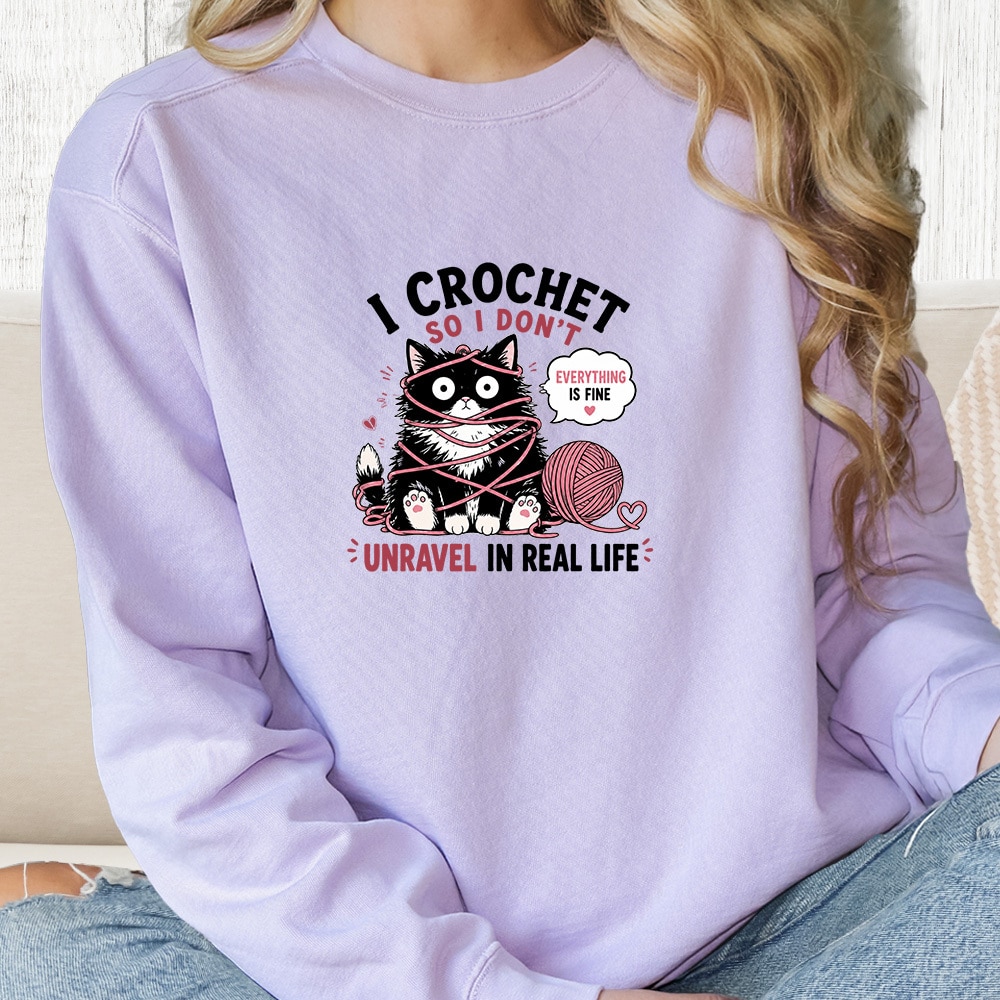 Comfort Colors I Crochet So I Don’t Unravel In Real Life Premium Sweatshirt - Orchid