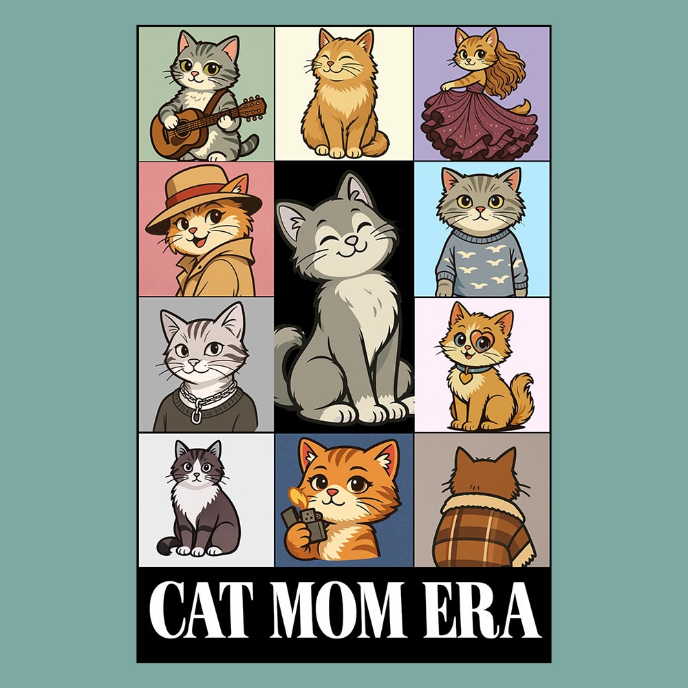 Comfort Colors Cat Mom Era Premium Sweatshirt - Seafoam - Image 2