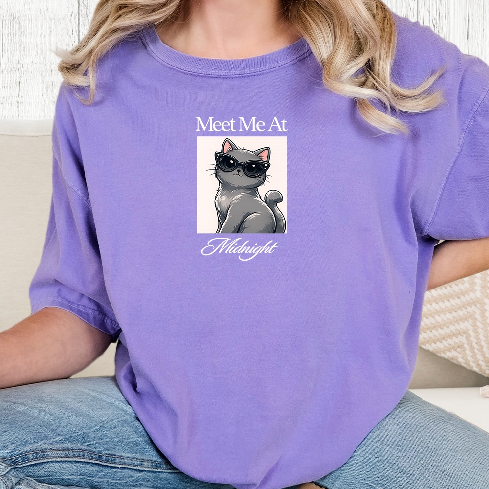 Comfort Colors Meet Me At Midnight Vintage Washed Tee - Violet