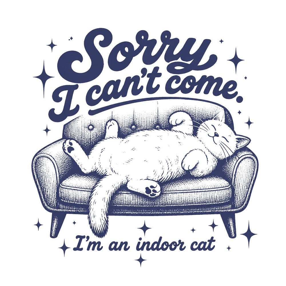 Sorry I Can’t Come I’m An Indoor Cat Standard Tee White - Image 2