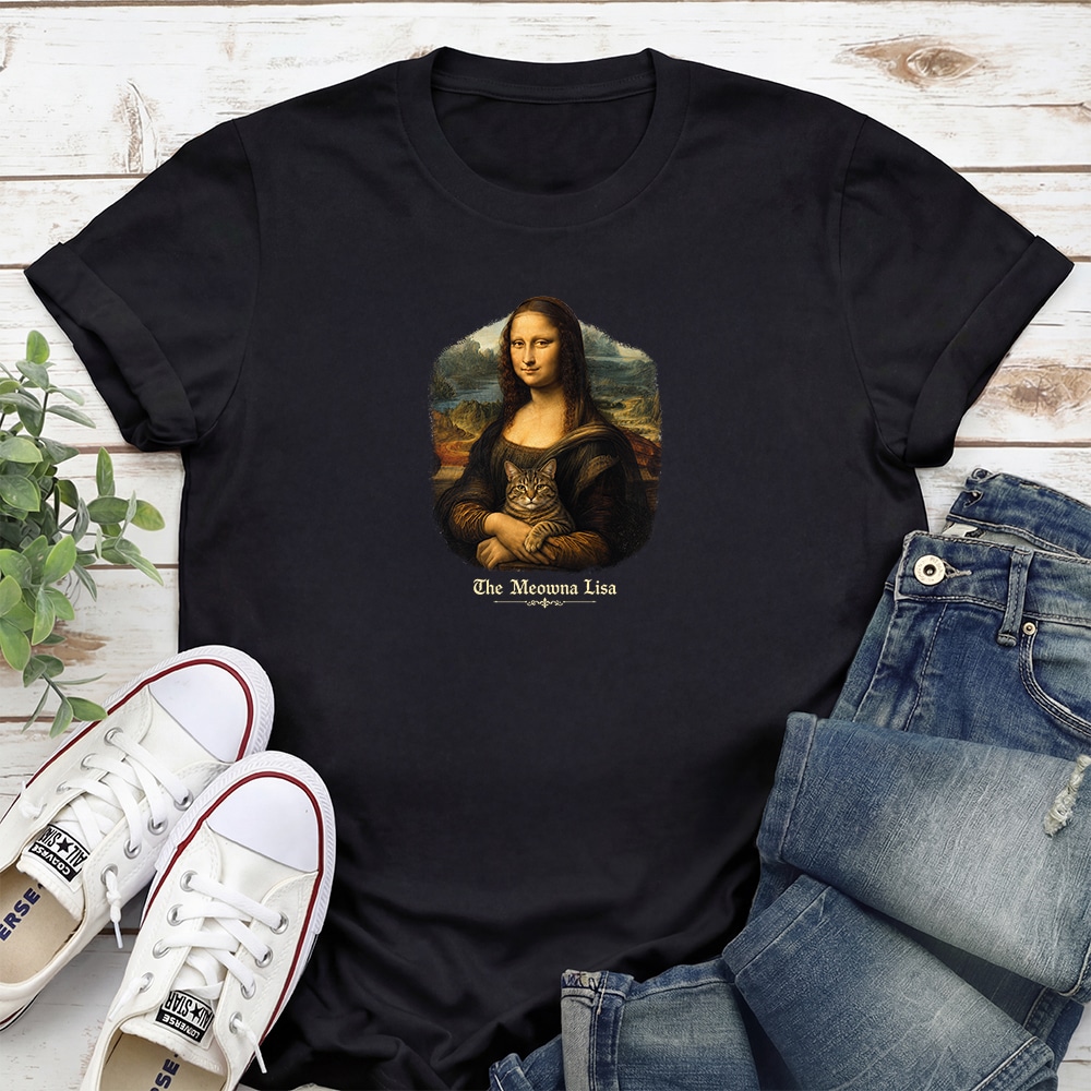 The Meowna Lisa Standard Tee Black
