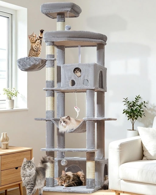 79-inch XXL cat tree with platforms and hammock
