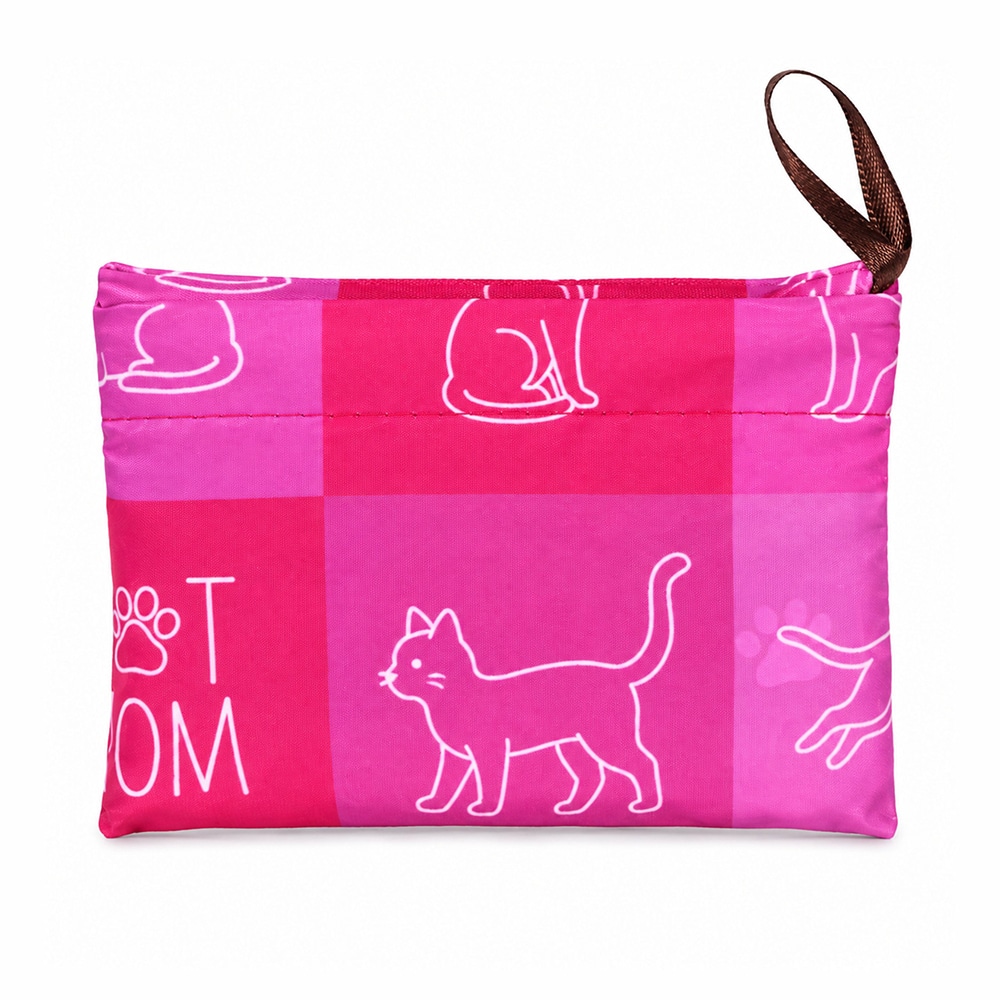 Pink Cat Mom – Shopping Travel Shoulder Bag- Folding Grocery Tote Pouch Bag - Image 3