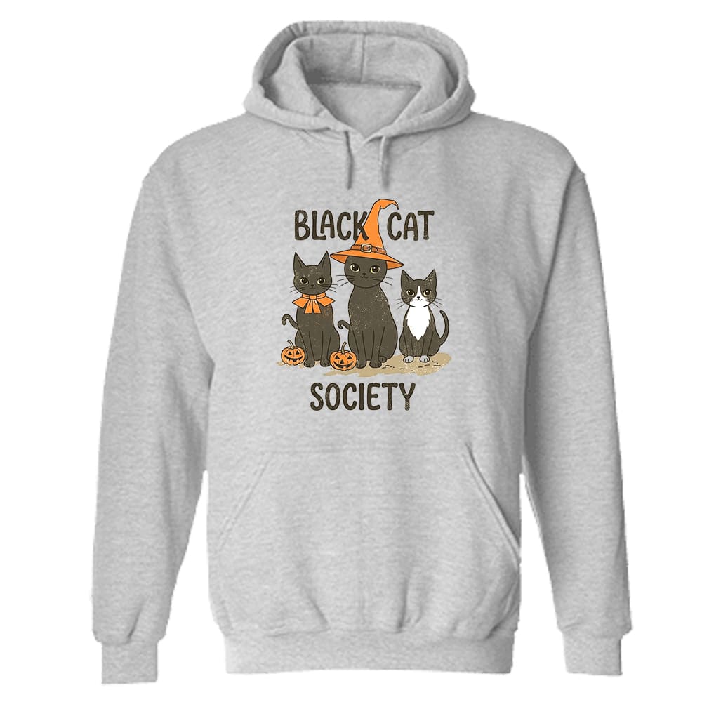 Black Cat Society Hoodie Heather Grey