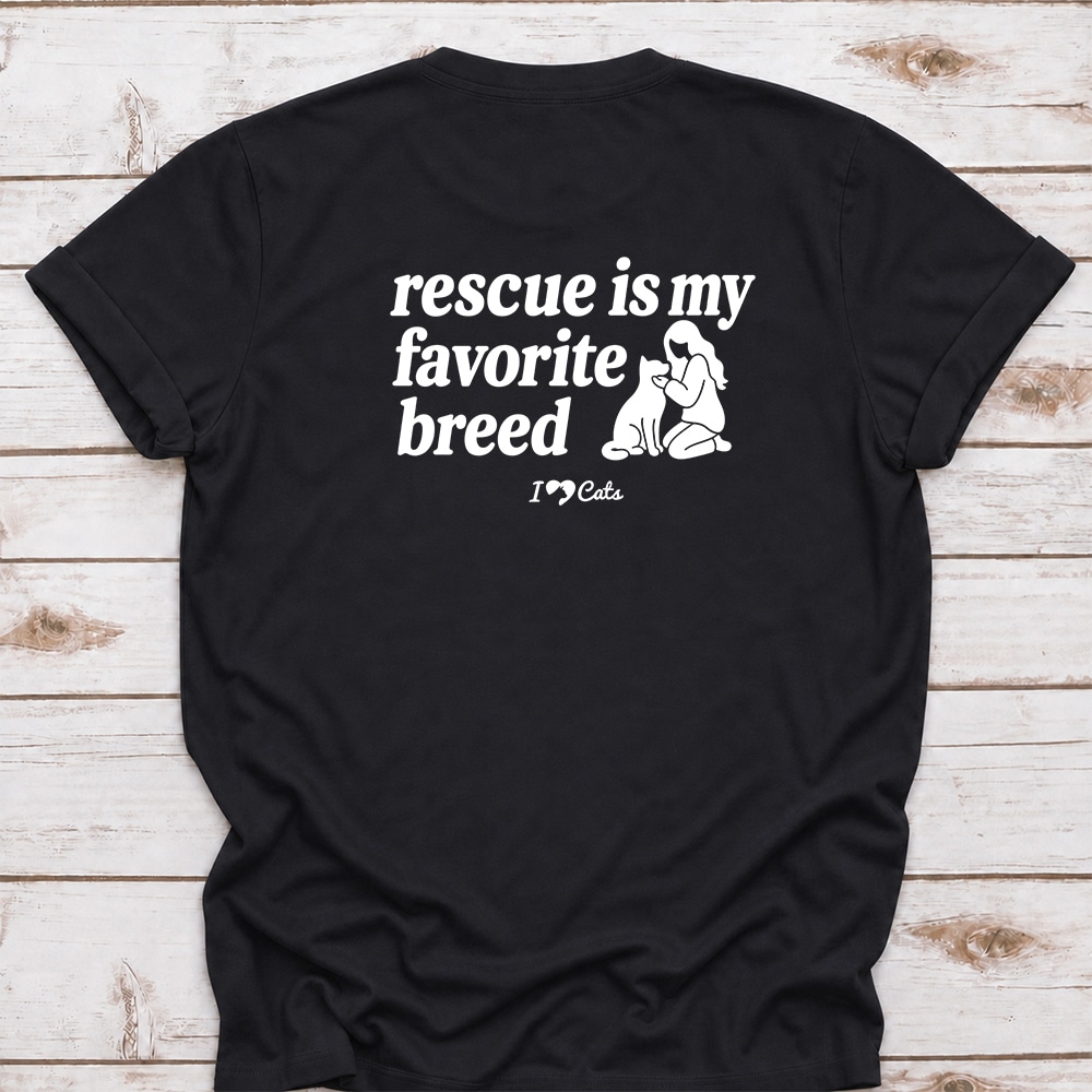 Rescue Is My Favorite iHeartCats Standard Tee Black
