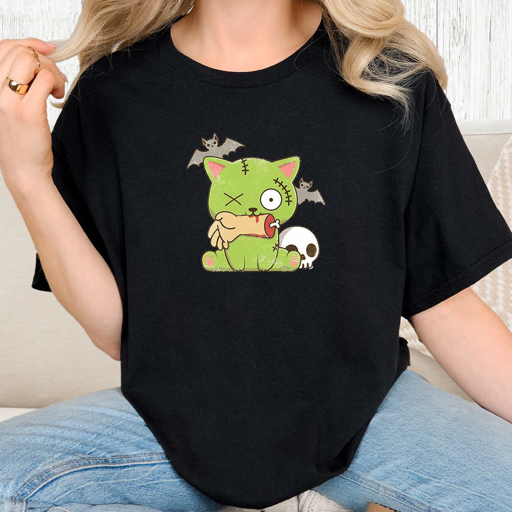 Comfort Colors Zombie Kitty Vintage Washed Tee - Black