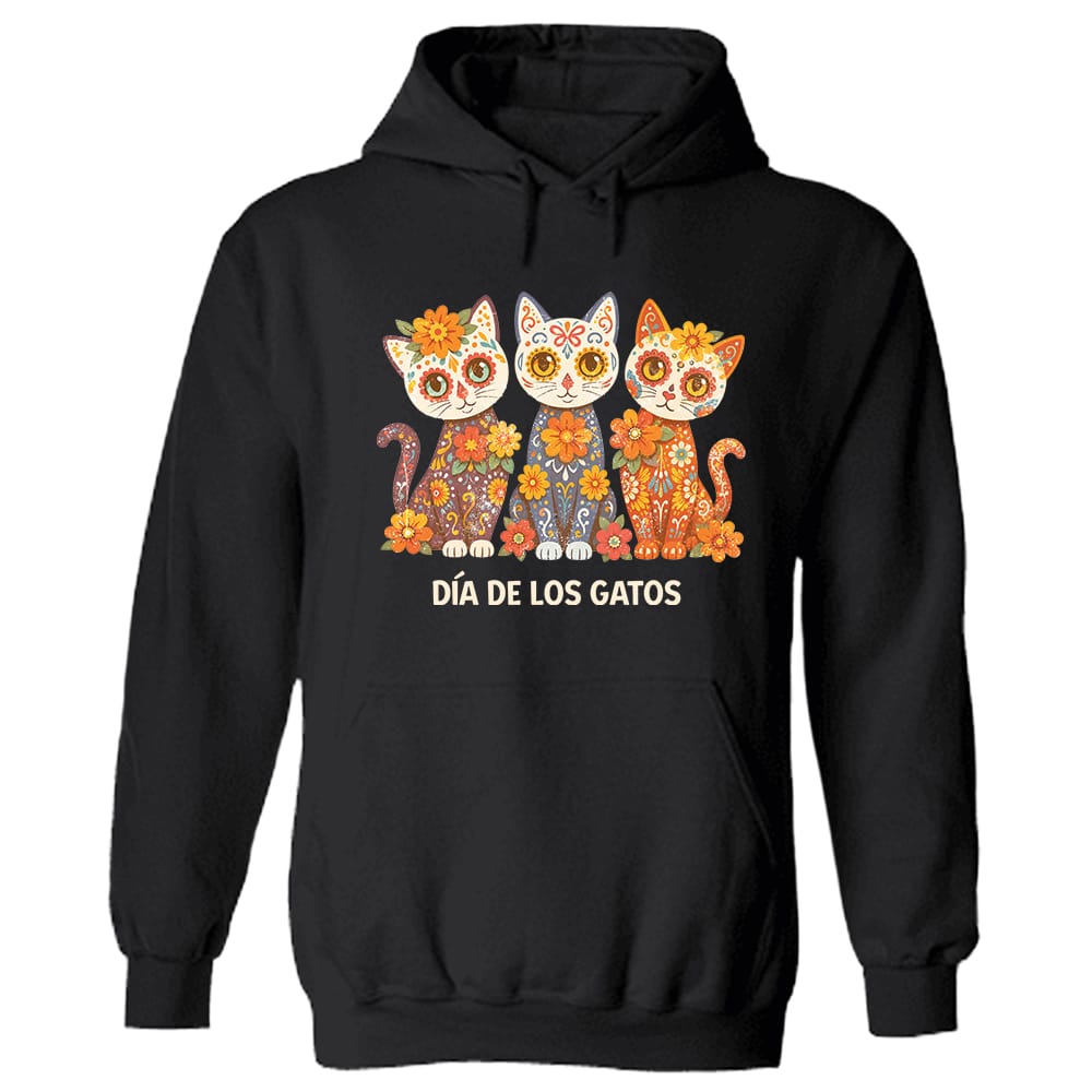 Día de los Gatos Hoodie Black