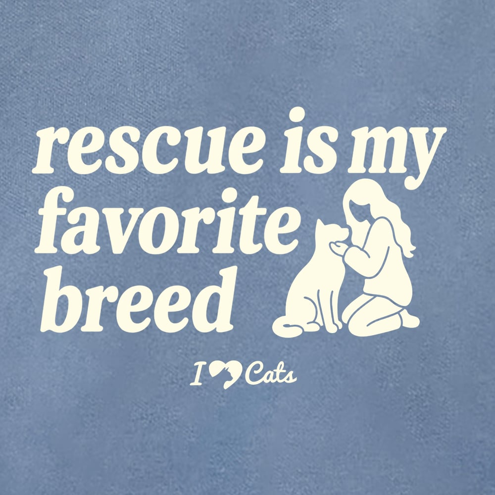 Comfort Colors Rescue Is My Favorite iHeartCats Premium Sweatshirt - Blue Jean - Image 3