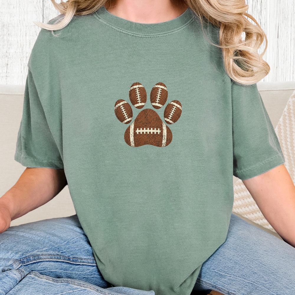 Comfort Colors Touchdown Paws Vintage Washed Tee - Bay