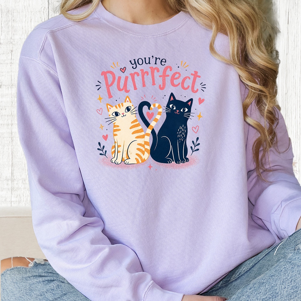 Comfort Colors You’re Purrrfect Premium Sweatshirt - Orchid