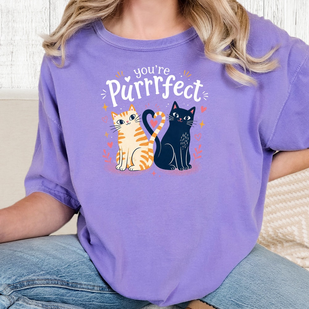 Comfort Colors You’re Purrrfect Vintage Washed Tee - Violet