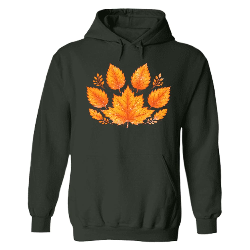 Autumn Leaves Paw Hoodie Forest Green