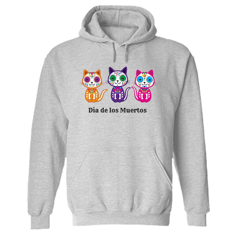 Día de los Muertos Three Cats Hoodie Heather Grey