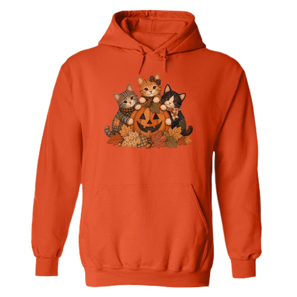 Autumn Kitty Pumpkin Hoodie Orange