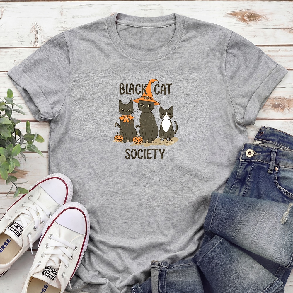 Black Cat Society Standard Tee Heather Grey