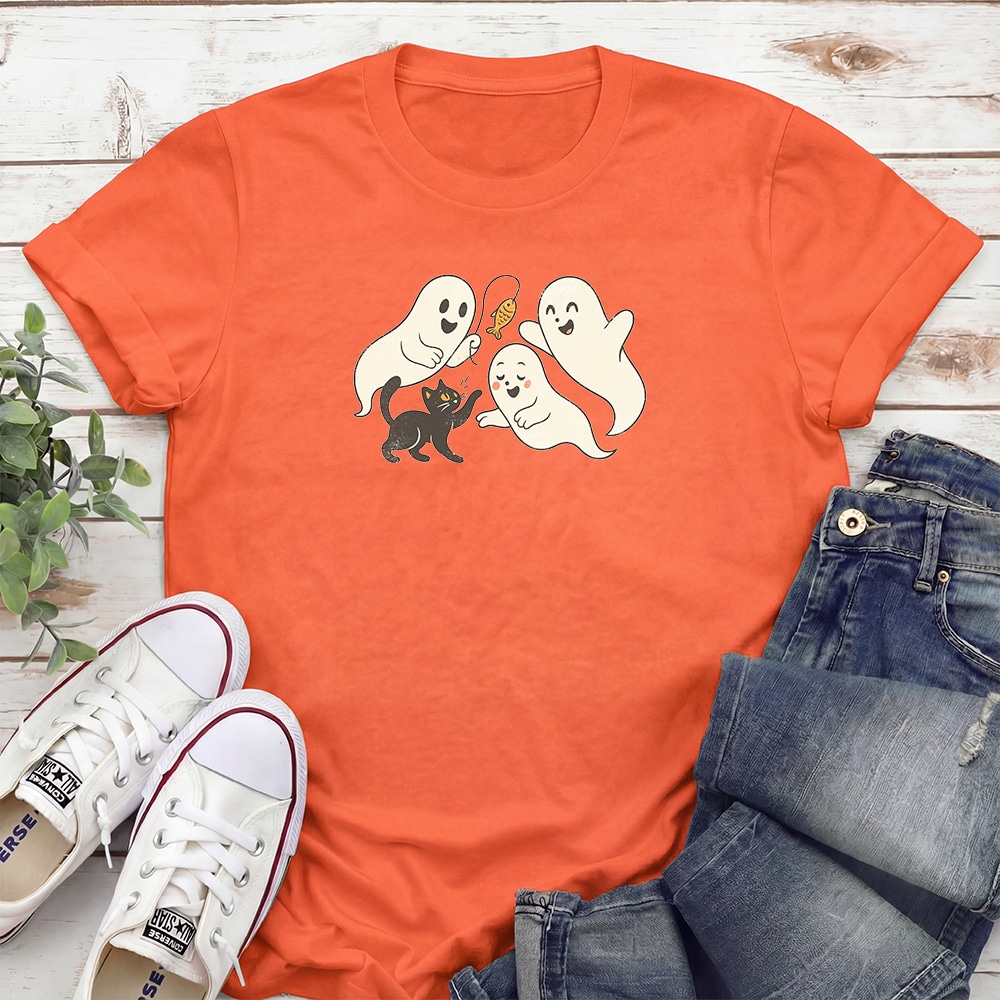 Ghost Kitty Playtime Standard Tee Orange