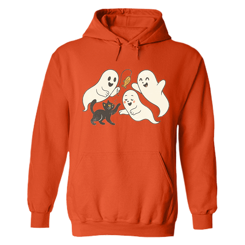 Ghost Kitty Playtime Hoodie Orange