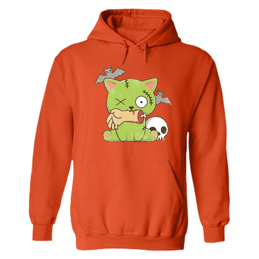 Zombie Kitty Hoodie Orange