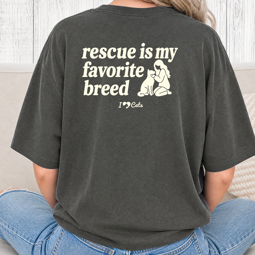 Comfort Colors Rescue Is My Favorite iHeartCats Vintage Washed Tee - Pepper