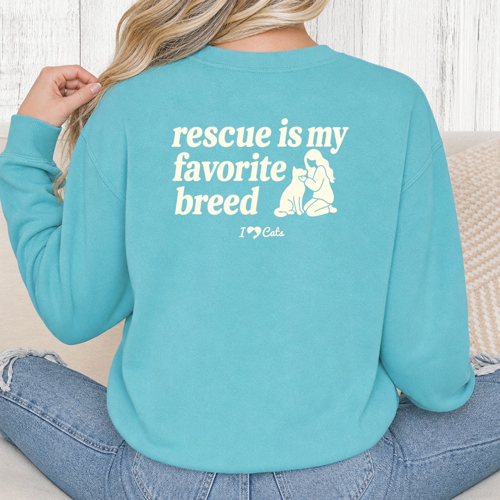 Comfort Colors Rescue Is My Favorite iHeartCats Premium Sweatshirt - Seafoam