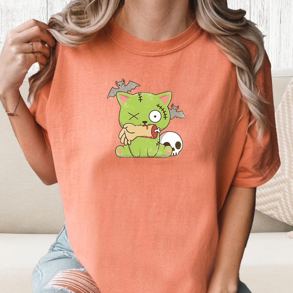 Comfort Colors Zombie Kitty Vintage Washed Tee - Terracotta