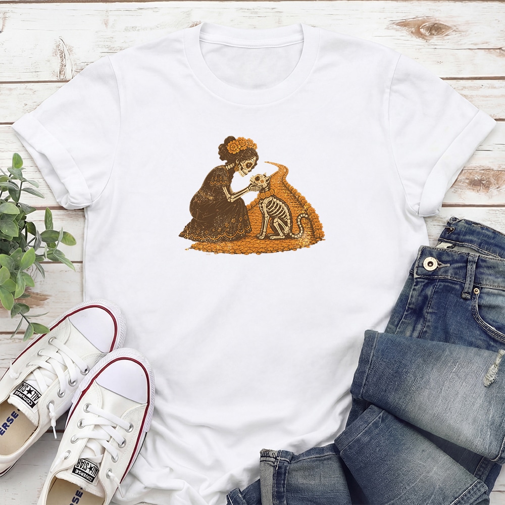 Día de los Muertos Cat Bridge Standard Tee White
