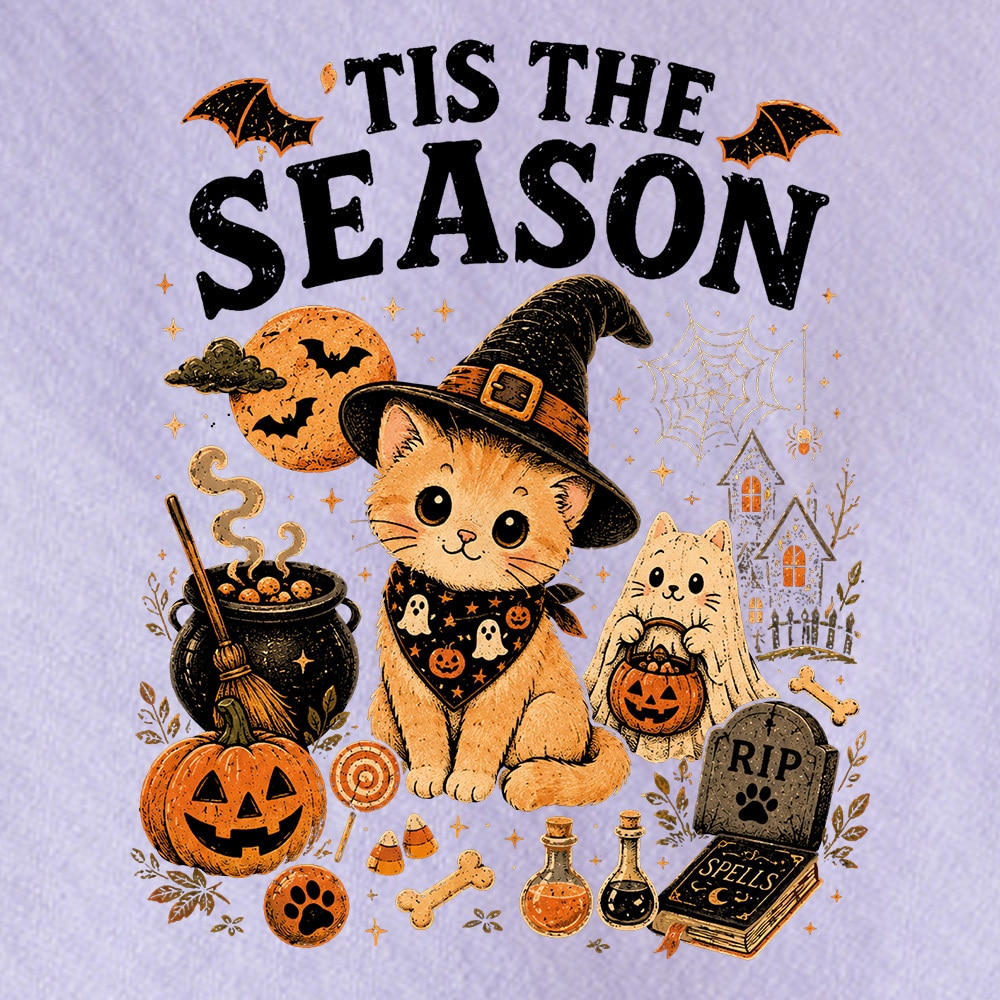Comfort Colors Tis The Season Spooky Kitties Premium Sweatshirt - Orchid - Image 2
