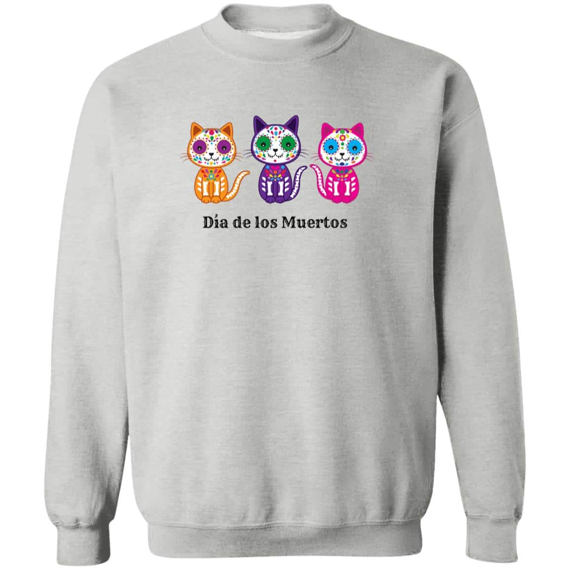 Día de los Muertos Three Cats Sweatshirt Heather Grey