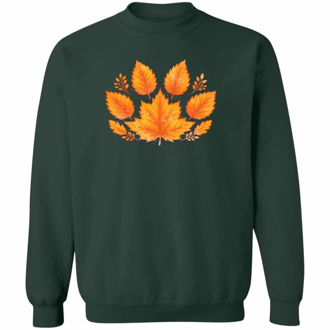 Autumn Leaves Paw Sweatshirt Forest Green