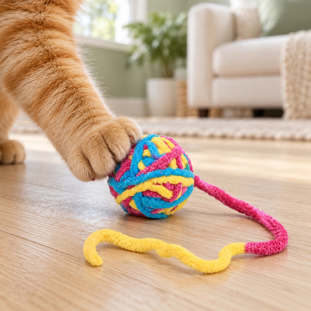 Multi-Color Yarn Ball Cat Toy