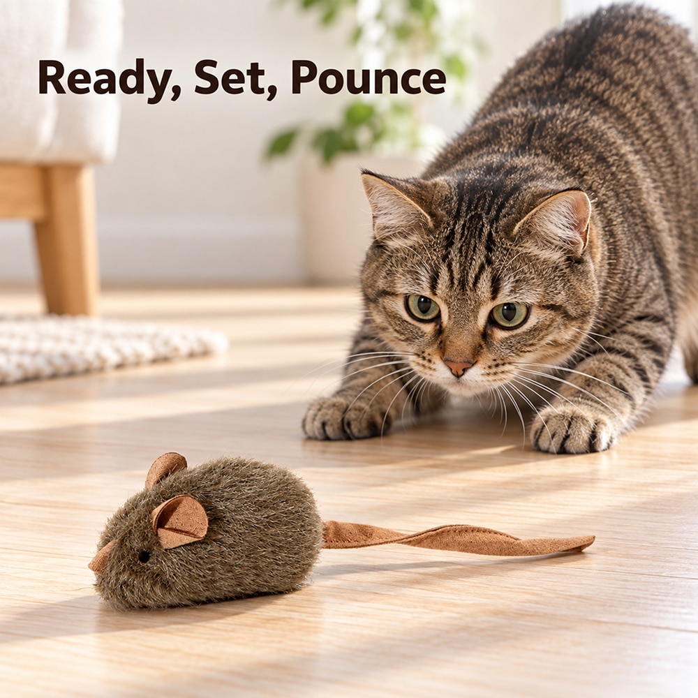 Motion-Activated Squeaky Plush Mouse Cat Toy