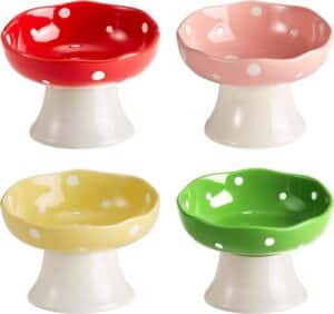 4PCS Multi-Color Mushroom Cat Bowl Set