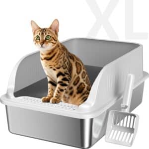 Stainless Steel Cat Litter Box with Lid
