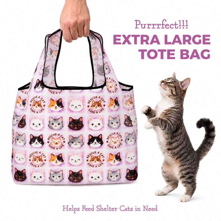 Rescue A Cat Save A Life – Shopping Travel Shoulder Bag- Folding Grocery Tote Pouch Bag