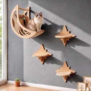 Moon & Star Cat Wall Shelves, Modern Cat Wall Furniture