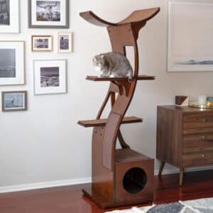  The Refined Feline 69 Inch Tall Mahogany Brown Lotus Cat Tower,