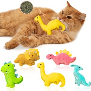 MALLMALL6 5Pcs Dinosaur Catnip Toys for Cat