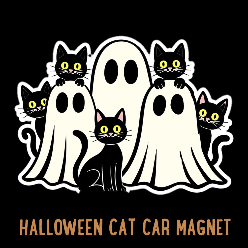 Ghostly Cat Crew Halloween Magnet- Great for Kitchen Fridge, Home Decor- Helps Feed Hungry Shelter Cats in Need