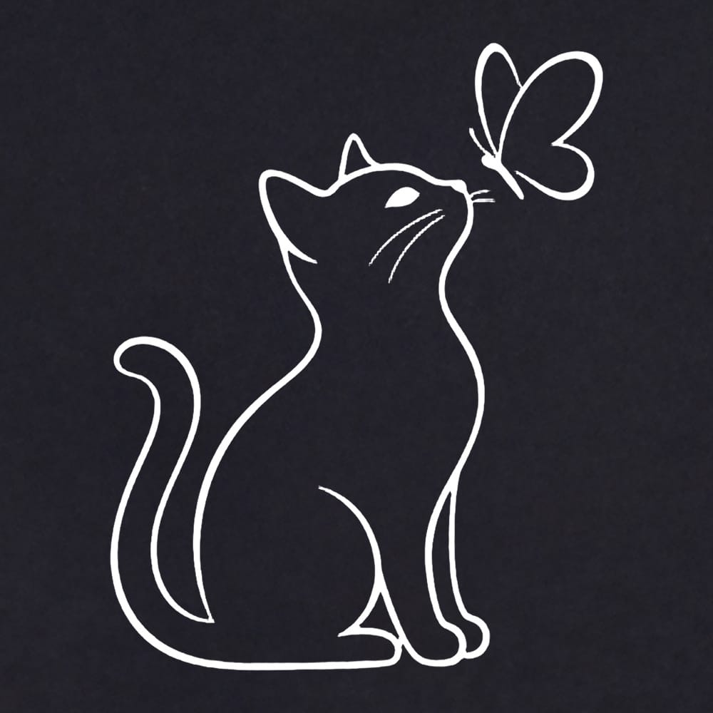 Cat With Butterfly Standard Tee Black - Image 2