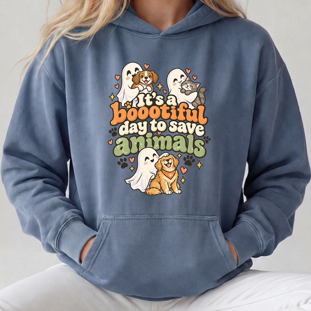 Comfort Colors It’s A Boootiful Day To Save Animals Premium Hoodie Blue Jean