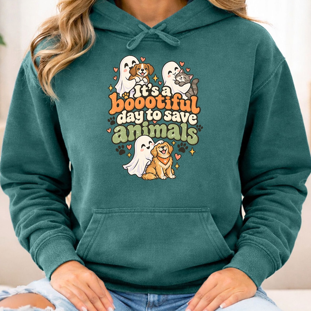 Comfort Colors It’s A Boootiful Day To Save Animals Premium Hoodie Blue Spruce