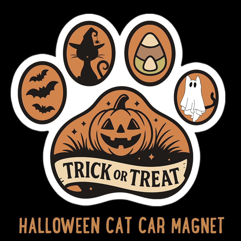 Trick-or-Treat Paws Halloween Cat Magnet- Great for Kitchen Fridge, Home Decor- Helps Feed Hungry Shelter Cats in Need