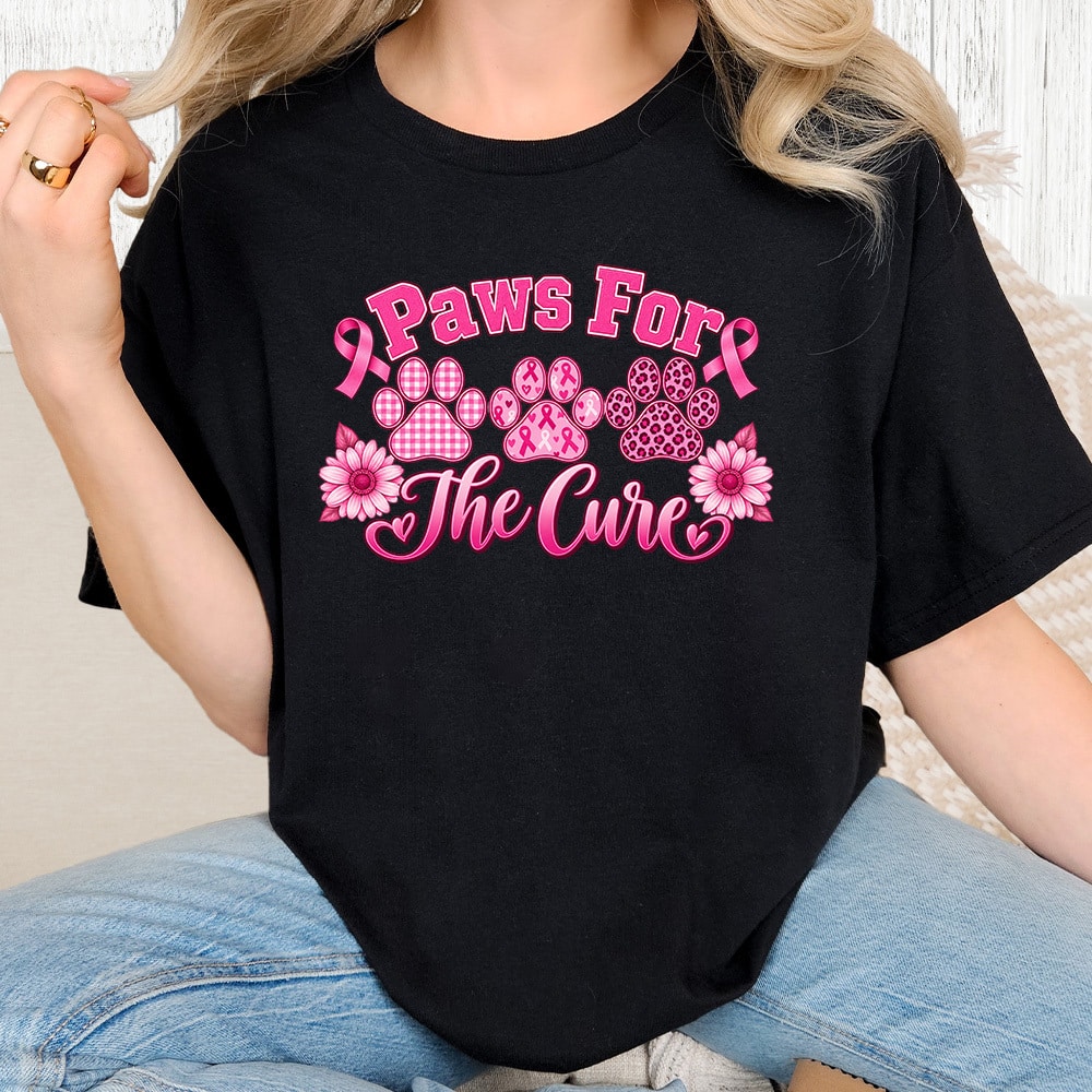 Comfort Colors Paws For The Cure Vintage Washed Tee - Black