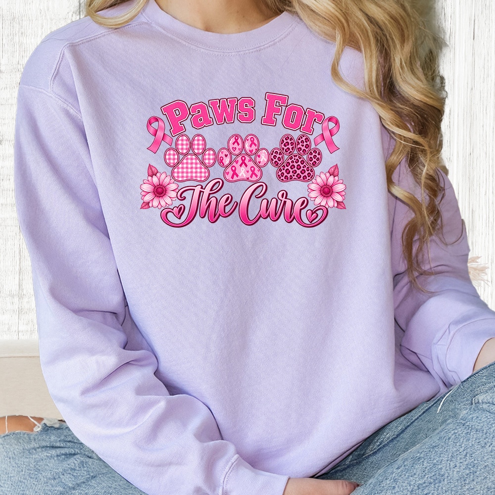Comfort Colors Paws For The Cure Premium Sweatshirt - Orchid
