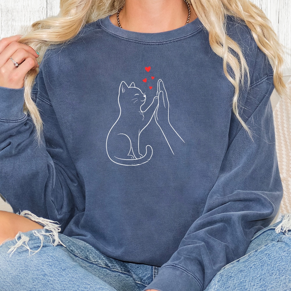 Comfort Colors High Five Hearts Premium Sweatshirt - Denim