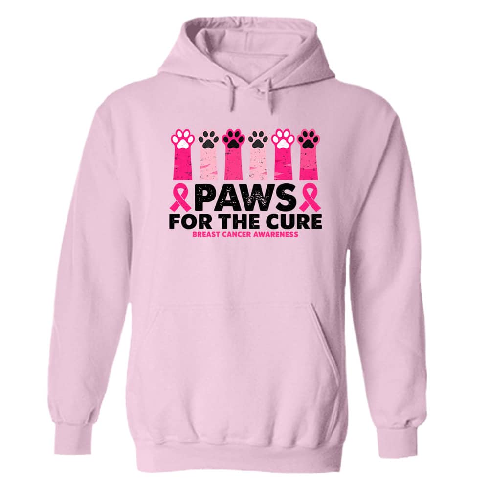 Paws For The Cure Breast Cancer Awareness Hoodie Light Pink