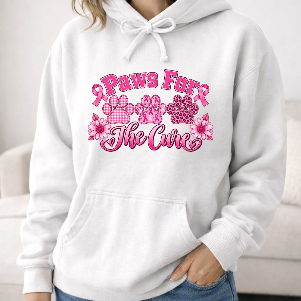 Comfort Colors Paws For The Cure Premium Hoodie White