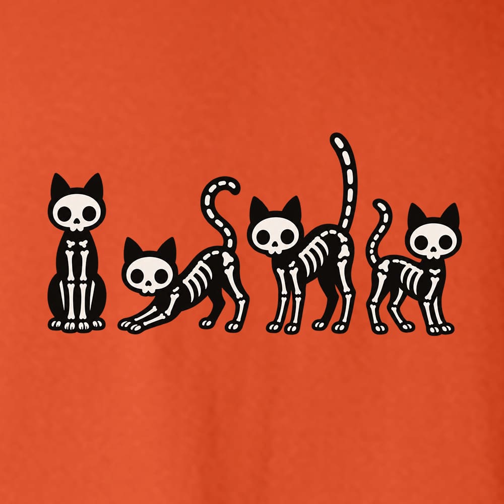 Kitty Skeletons Hoodie Orange - Image 2
